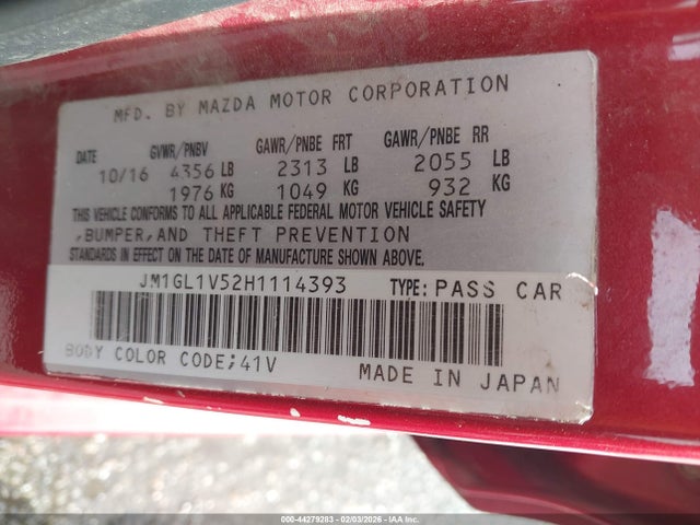 JM1GL1V52H1114393 Mazda Mazda6 Touring