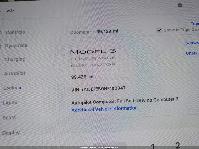 Продажа на аукционе авто 2022 Tesla Model 3 Long Range Dual Motor All-wheel Drive, vin: 5YJ3E1EB6NF183847, номер лота: 44279284