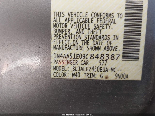 2009 NISSAN MAXIMA 1N4AA51E09C848387 Photo 8