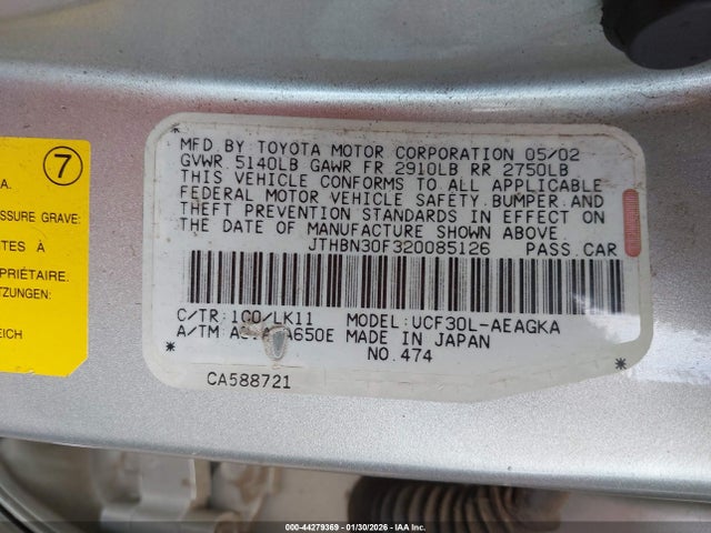 2002 LEXUS LS 430 JTHBN30F320085126 Photo 8