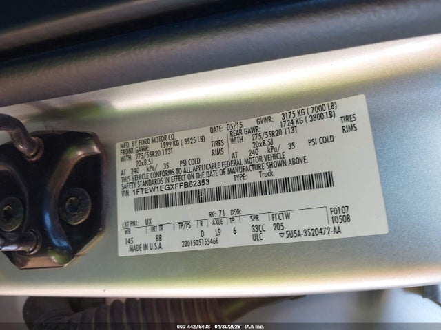 Ford F-150 Platinum 2015 1FTEW1EGXFFB62353 Image 9