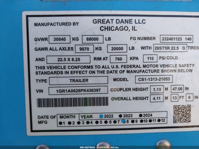 1GR1A0628PK436397 Great Dane Trailers Unknown