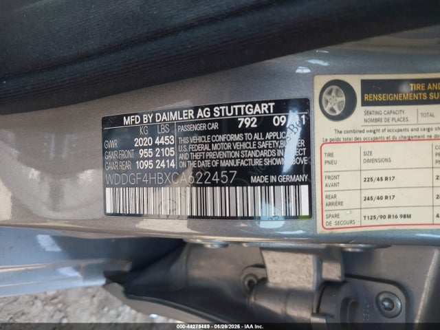 Aukcja sprzedaży 2012 Mercedes-benz C 250 Luxury/sport, vin: WDDGF4HBXCA622457, numer aukcji: 44279489