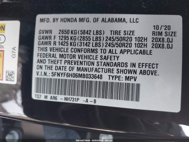 Honda Pilot Awd Elite 2021 5FNYF6H06MB033648 Image 9