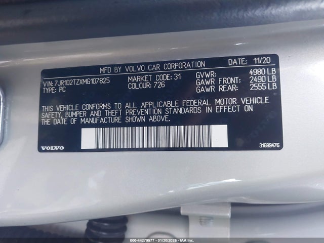 2021 VOLVO S60 7JR102TZXMG107825 Photo 8