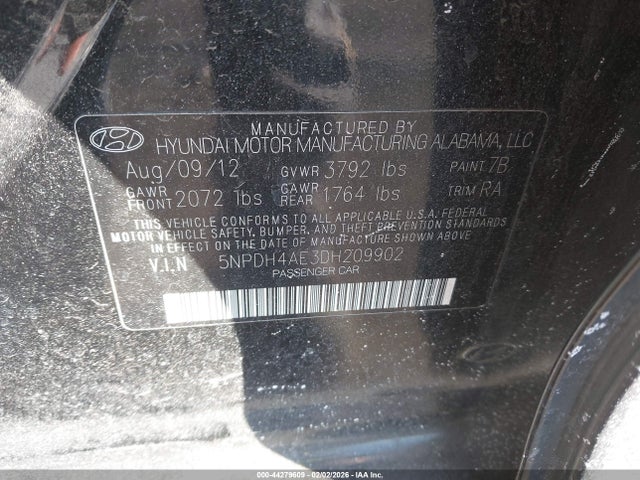 Продаж на аукціоні авто 2013 Hyundai Elantra Gls/limited, vin: 5NPDH4AE3DH209902, номер лоту: 44279609
