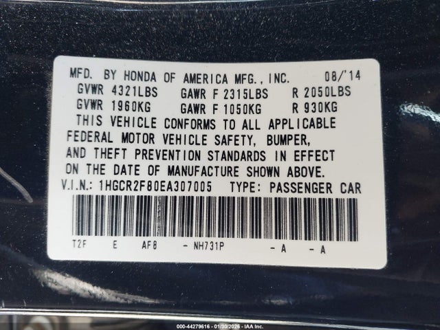 Honda Accord Ex-l 2014 1HGCR2F80EA307005 Image 9