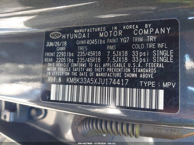 KM8K33A5XJU174417 Hyundai Kona Limited