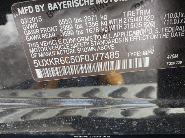 BMW X5 Xdrive50i 2015 5UXKR6C50F0J77485 Image 9