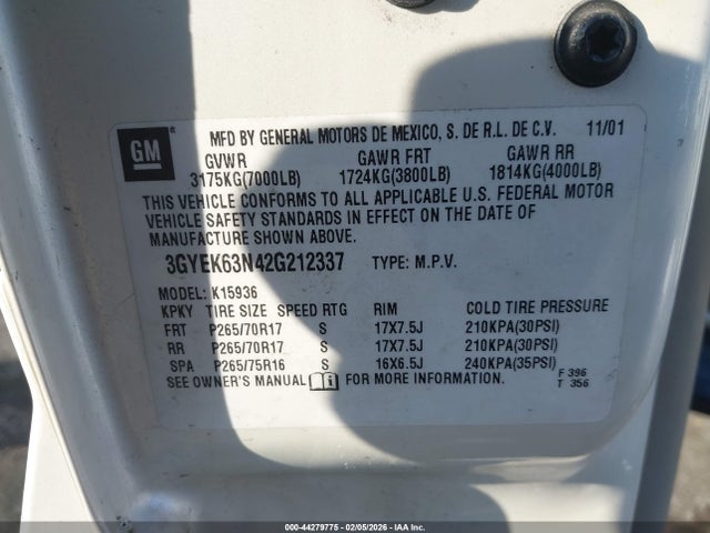 2002 CADILLAC ESCALADE EXT 3GYEK63N42G212337 Photo 8