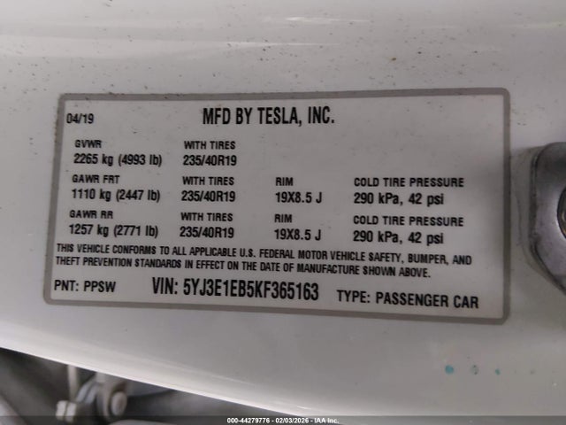 2019 TESLA MODEL 3 5YJ3E1EB5KF365163 Photo 8