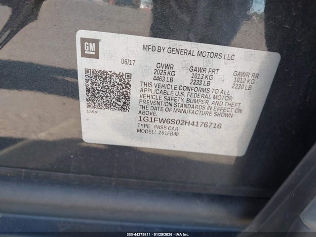 1G1FW6S02H4176716 Chevrolet BOLT EV LT