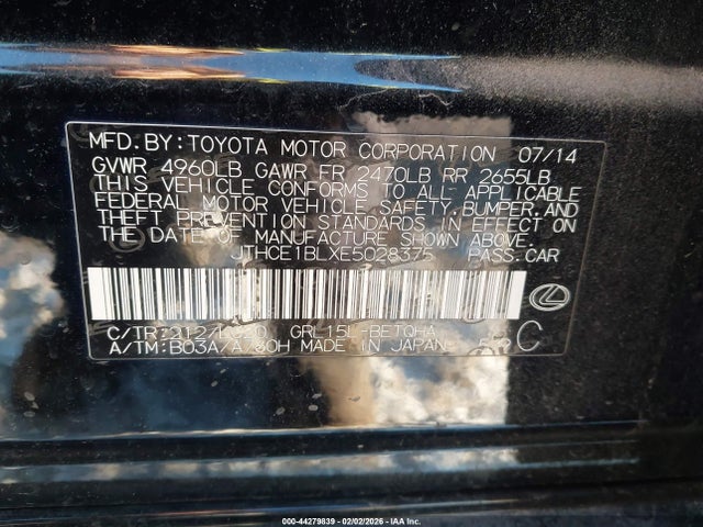 2014 Lexus Gs 350 მანქანა იყიდება აუქციონზე, vin: JTHCE1BLXE5028375, აუქციონის ნომერი: 44279839