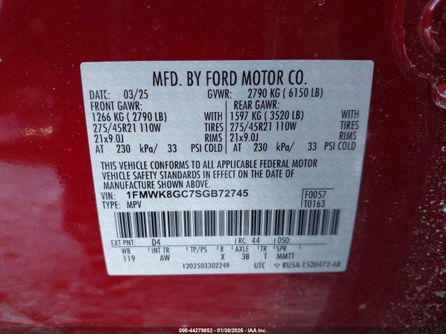1FMWK8GC7SGB72745 Ford Explorer St