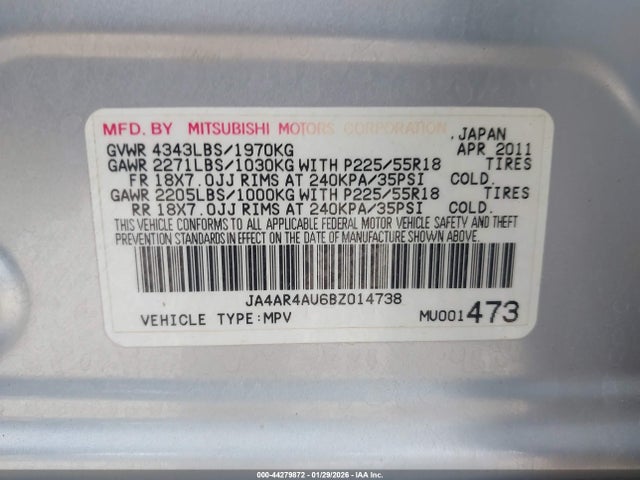 2011 MITSUBISHI OUTLANDER SPORT JA4AR4AU6BZ014738 Photo 8