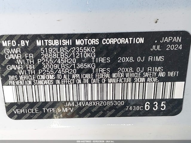 2024 MITSUBISHI OUTLANDER JA4J4VA8XRZ085300 Photo 8