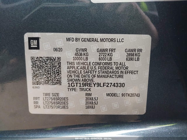 1GT19REY9LF274330 GMC SIERRA 2500HD