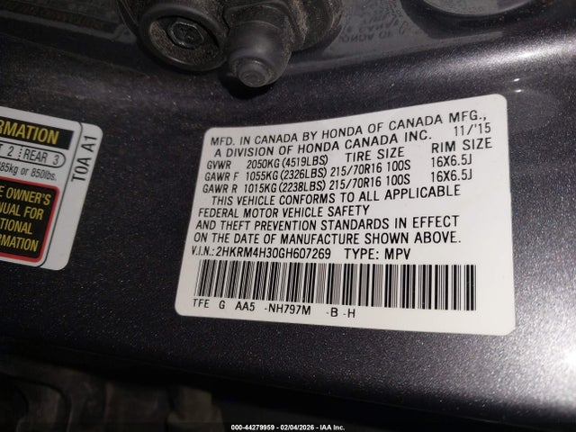 2HKRM4H30GH607269 Honda CR-V LX