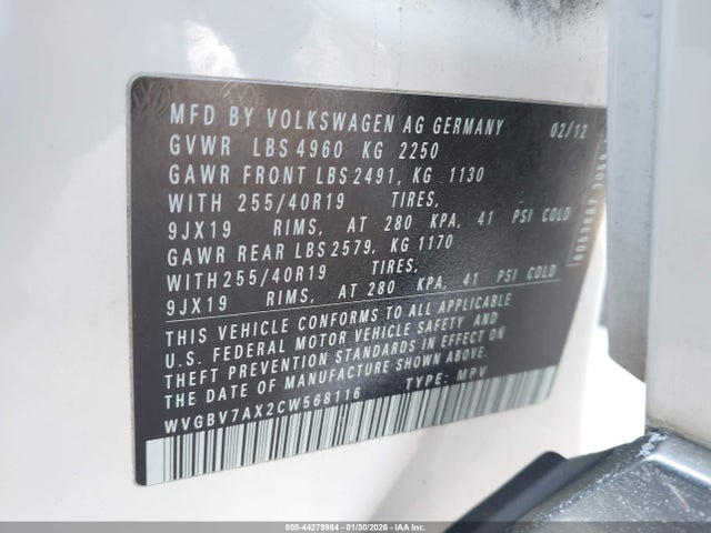 2012 VOLKSWAGEN TIGUAN WVGBV7AX2CW568116 Photo 8