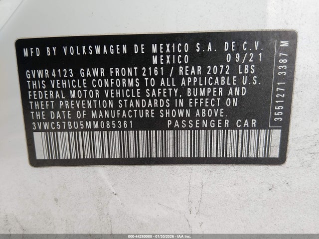 2021 VOLKSWAGEN JETTA 3VWC57BU5MM085361 Photo 8