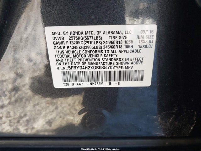 2016 Acura Mdx Acurawatch Plus Package მანქანა იყიდება აუქციონზე, vin: 5FRYD4H2XGB035515, აუქციონის ნომერი: 44280145
