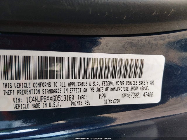 1C4NJPBAXGD513180 Jeep Patriot Sport