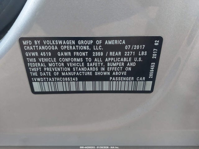 2017 VOLKSWAGEN PASSAT 1VWDT7A37HC085243 Photo 8