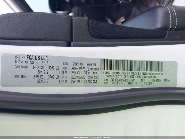 2017 JEEP GRAND CHEROKEE 1C4RJFDJ4HC874985 Photo 8