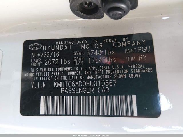 Hyundai Veloster 2017 KMHTC6AD0HU310867 Image 9