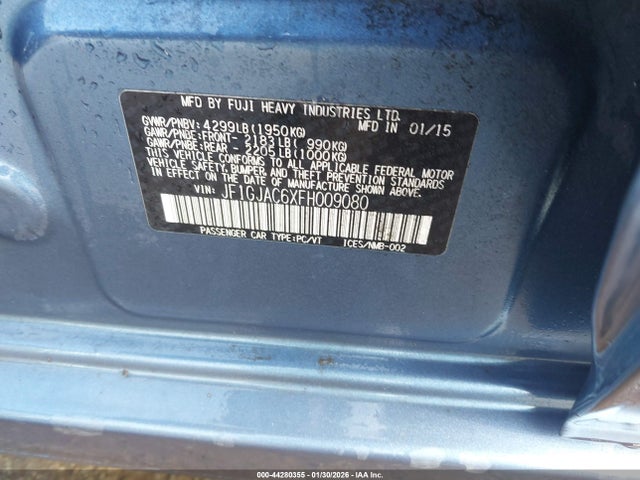 2015 Subaru Impreza 2.0i Premium მანქანა იყიდება აუქციონზე, vin: JF1GJAC6XFH009080, აუქციონის ნომერი: 44280355