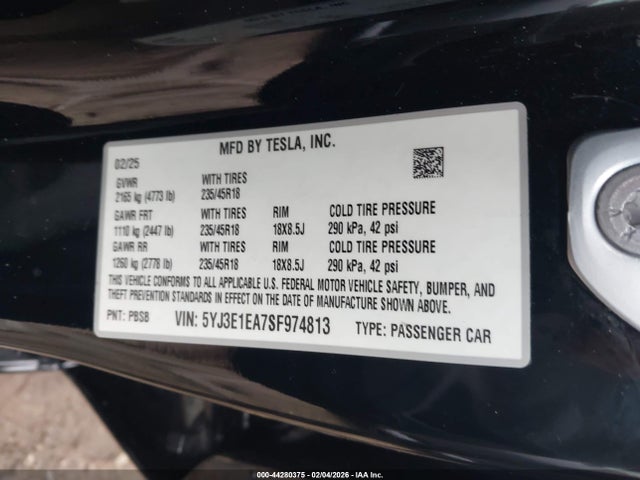 2025 TESLA MODEL 3 5YJ3E1EA7SF974813 Photo 8