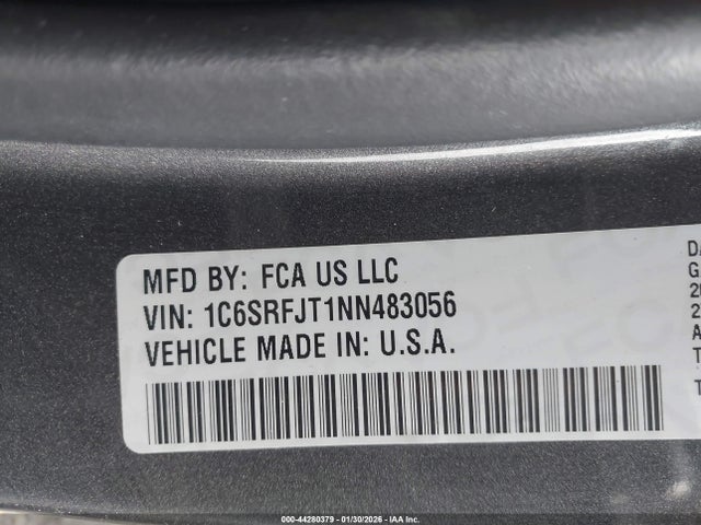 Продаж на аукціоні авто 2022 Ram 1500 Laramie  4x4 5'7 Box, vin: 1C6SRFJT1NN483056, номер лоту: 44280379