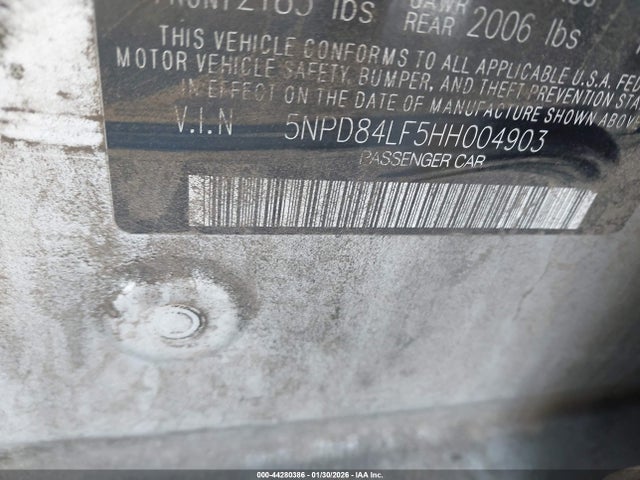 5NPD84LF5HH004903 Hyundai Elantra Limited