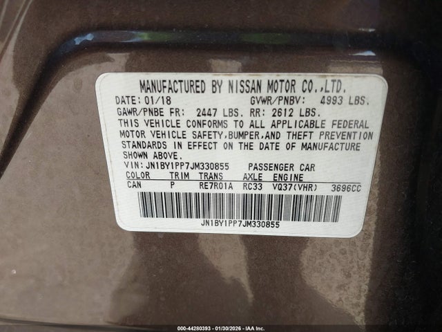 2018 Infiniti Q70l 3.7 Luxe მანქანა იყიდება აუქციონზე, vin: JN1BY1PP7JM330855, აუქციონის ნომერი: 44280393