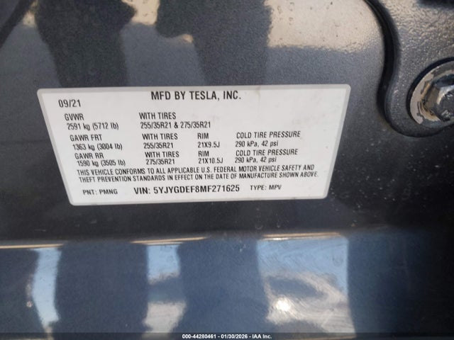2021 TESLA MODEL Y 5YJYGDEF8MF271625 Photo 8