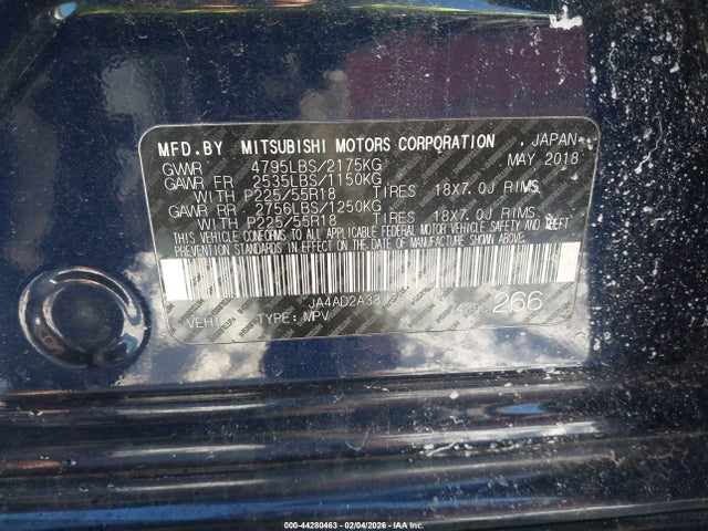 2018 MITSUBISHI OUTLANDER JA4AD2A38JZ068504 Photo 8