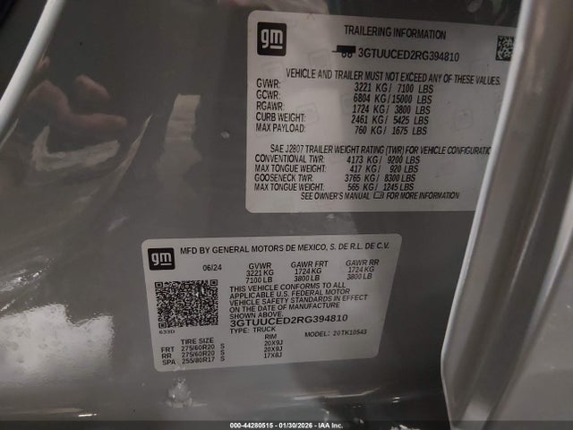 GMC Sierra 1500 4wd Short Box Elevation With 3sb 2024 3GTUUCED2RG394810 Image 9