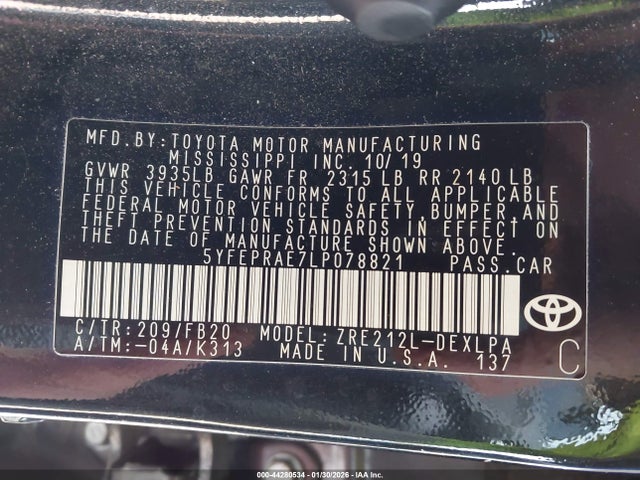 5YFEPRAE7LP078821 Toyota COROLLA LE