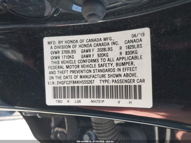 Honda Civic Sport 2019 2HGFC2F84KH555267 Image 9