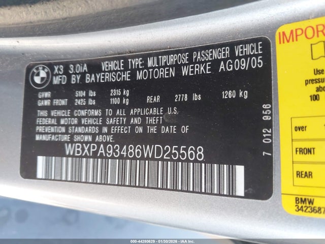 2006 BMW X3 WBXPA93486WD25568 Photo 8