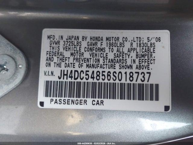 2006 ACURA RSX JH4DC54856S018737 Photo 8