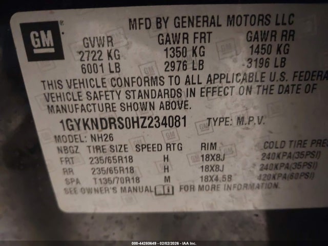 2017 CADILLAC XT5 1GYKNDRS0HZ234081 Photo 8