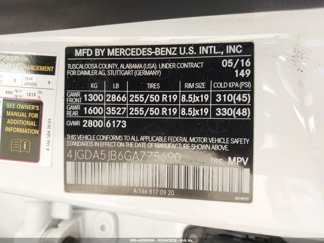 Mercedes-Benz GLE 350 2016 4JGDA5JB6GA775690 Image 9