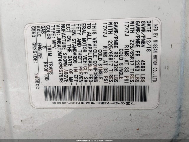 2019 NISSAN ROGUE JN8AT2MT4KW257968 Photo 8