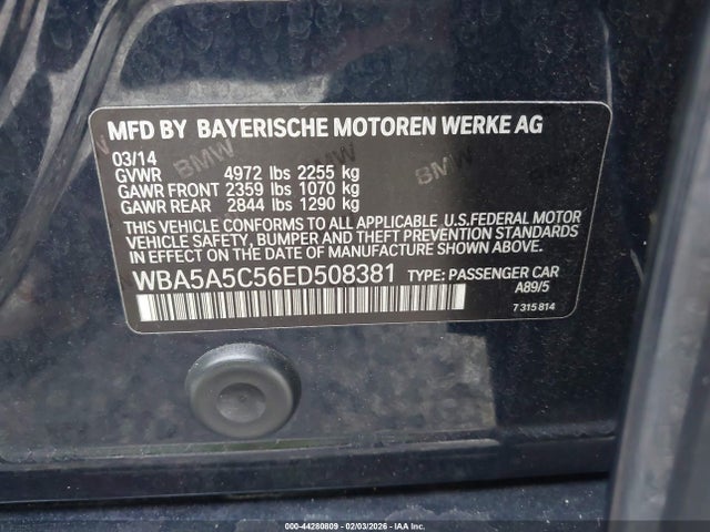 BMW 528I 2014 WBA5A5C56ED508381 Image 9