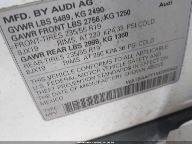 2021 AUDI Q5 WA1BAAFY1M2059443 Photo 8