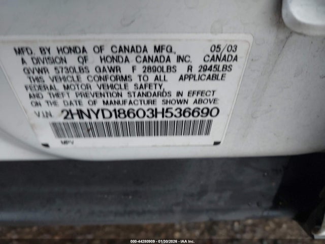 2003 ACURA MDX 2HNYD18603H536690 Photo 8