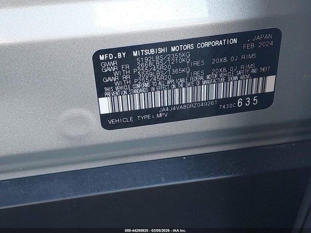 2024 MITSUBISHI OUTLANDER JA4J4VA80RZ049261 Photo 8