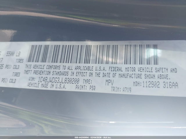 Продаж на аукціоні авто 2018 Jeep Wrangler Jk Unlimited Sport S 4x4, vin: 1C4BJWDG3JL830200, номер лоту: 44280994