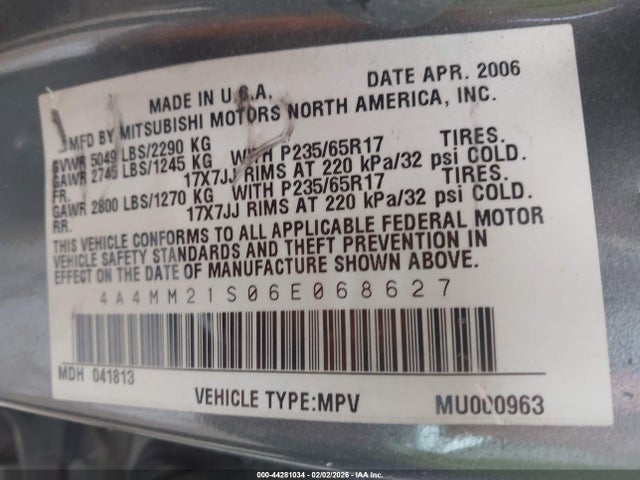 2006 MITSUBISHI ENDEAVOR 4A4MM21S06C068627 Photo 8